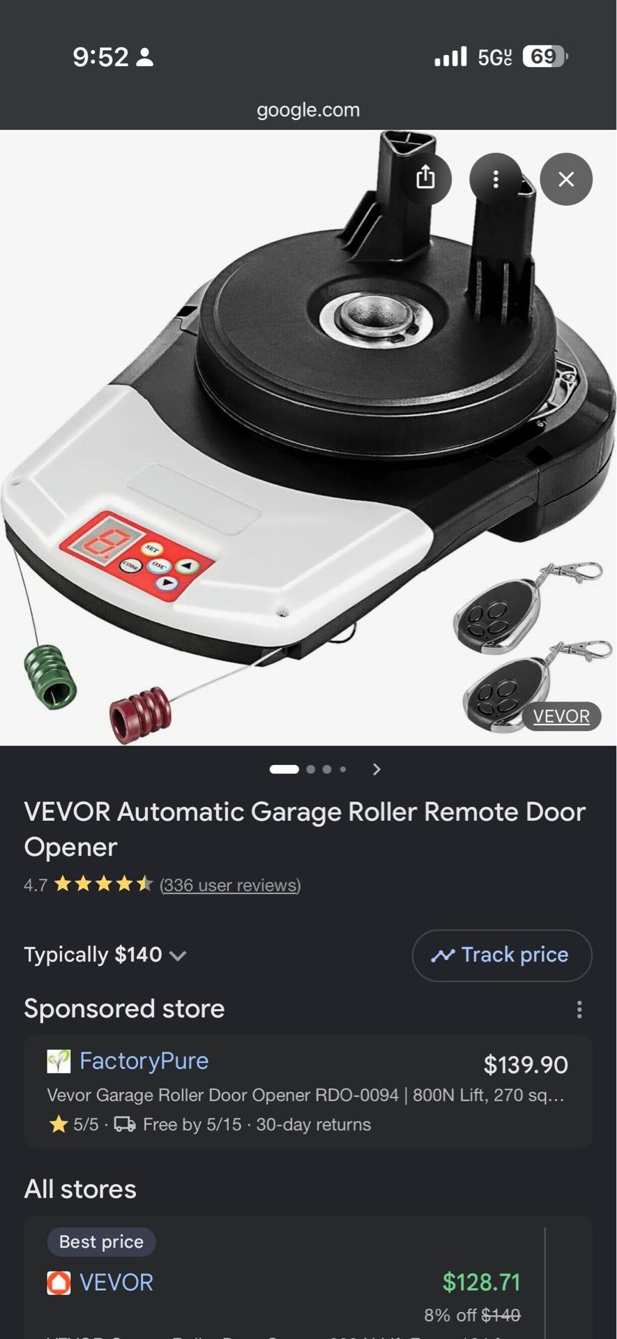 Rolling door opener
