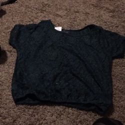 Forest Green Lace Flower Shirt 