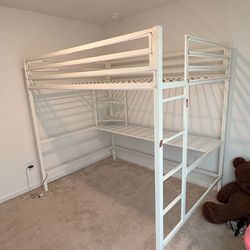 Full Size loft style bed with desk $160
