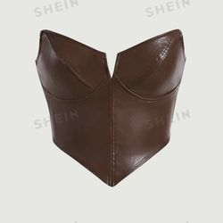 Solid PU Leather Tube Top