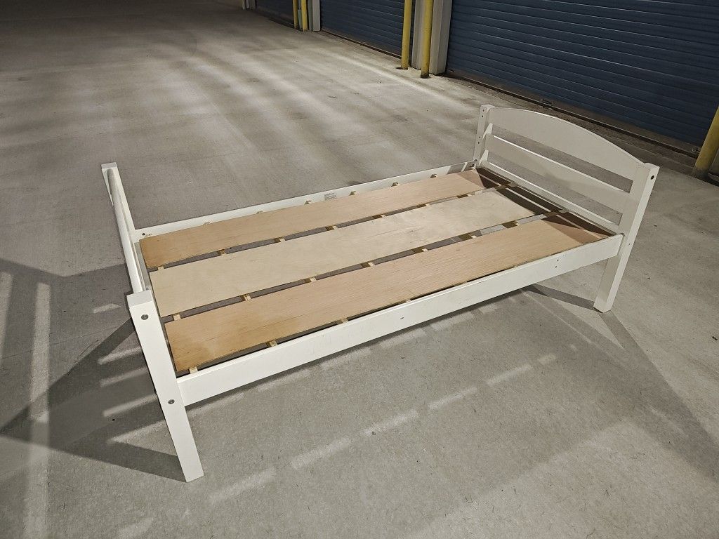 White Twin Bed Frame (optional mattress) - $20 Delivery