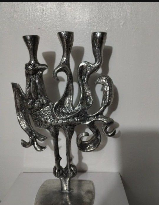 DOM DRUM ABSTRACT SCULPTURE/ CANDLE HOLDER 15"×10"×4.5"