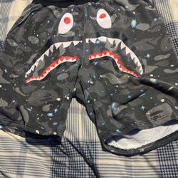 BAPE Space Camo Shark Sweat Shorts