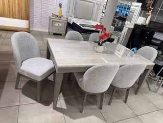 7pc Dining Set Marble Top đź©¶đź©¶