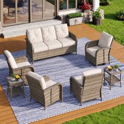7-Piece Wicker Outdoor Patio Furniture Set with Thick Cushions