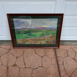Framed Golf Course Scene signed By B Parenti 