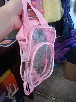 Clear see-through pink crossbody bag