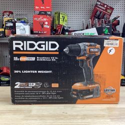 RIDGID R8701K 18V Brushless SubCompact Cordless 1/2 in. Drill Driver Kit with (2) 2.0 Ah Battery, Charger and Bag