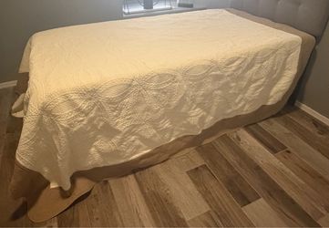 Beige and brown queen comforter