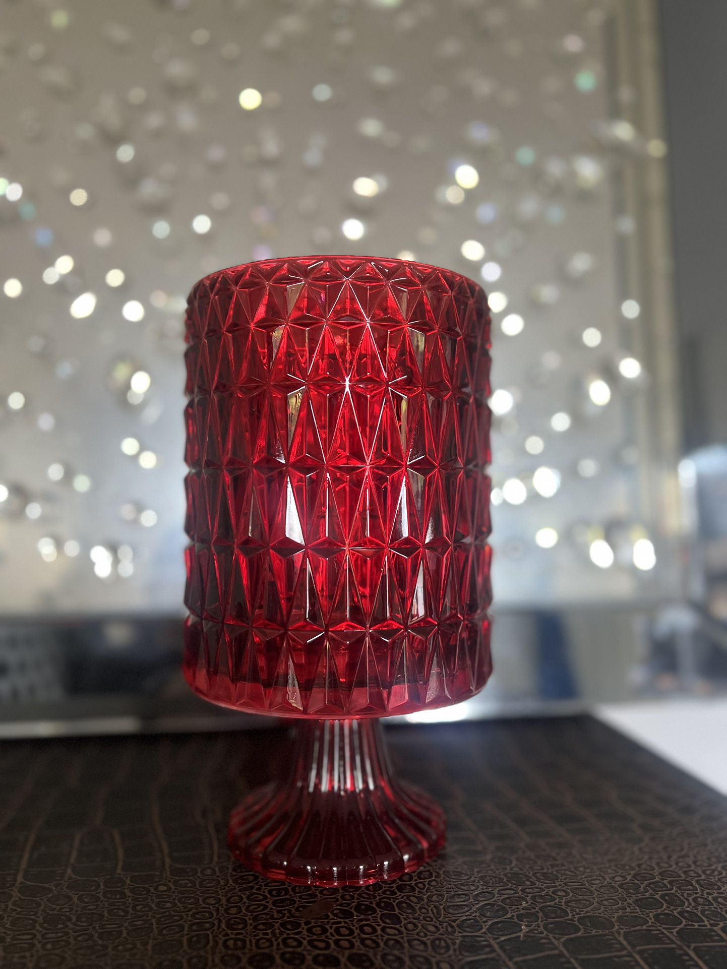 NEW Red Flower Crystal Vase