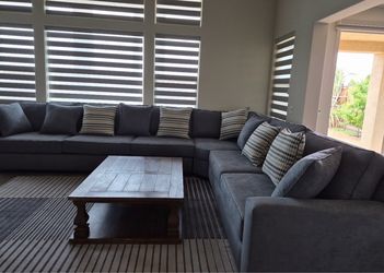 Large Gray Fabric Sectional Sofa