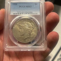1928 key date MS 63 Peace Dollar 