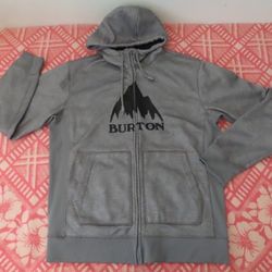 Burton Snowboards Men's Zip Up Fleece Hoodie - Used - columbo Large grey