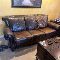 Leather nail head couch