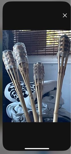 4 New Bamboo Tiki Torches Set