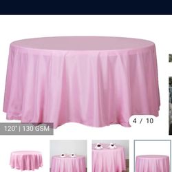 New Pink Round Tablecloth Size 120 Seamless For Sale 