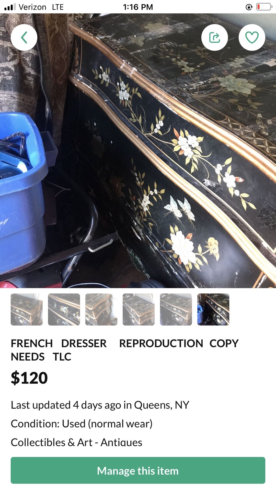 FRENCH REPRO DRESSER NEEDS TLC