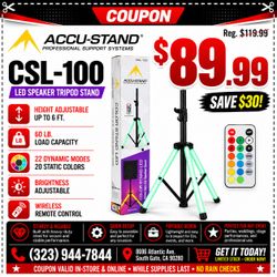 Accu-Stand Professional LED Tripod Stands Strobe Sound FX Wireless Remote Control 6ft Height CSL-100 🚨 No Credit Needed 🚨