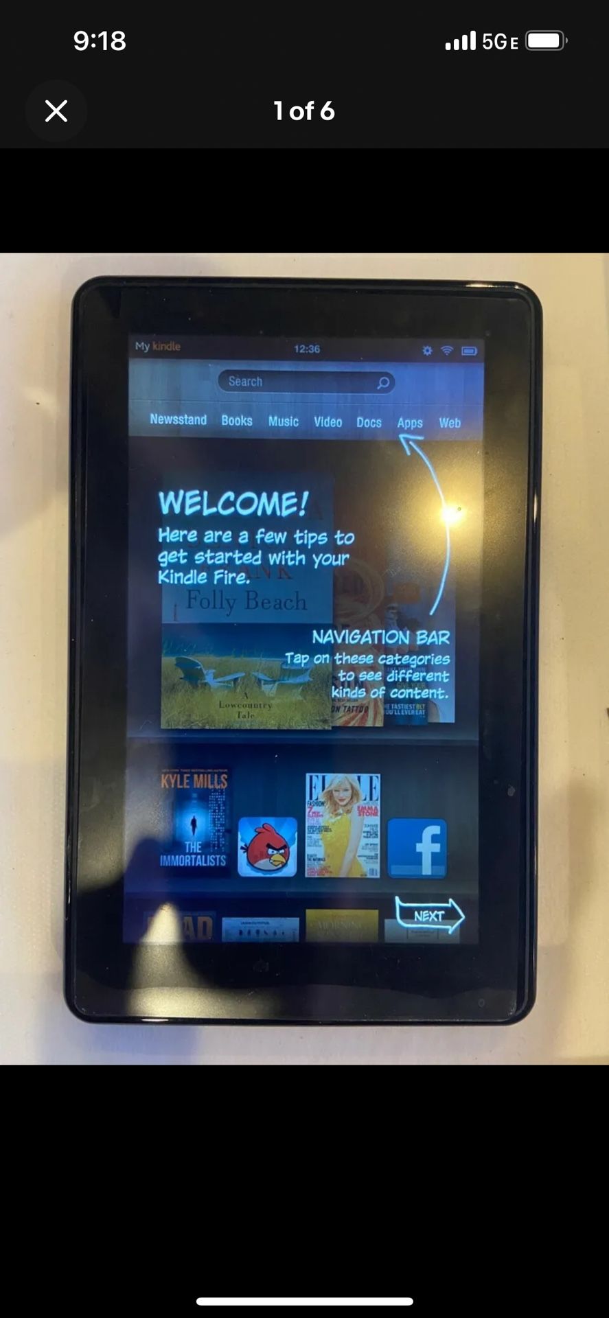 Amazon Kindle Fire (1st Generation) 8GB, Wi-Fi, 7in - Black - Used - Works