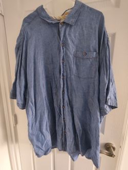 TOMMY BAHAMA Relax Fit 100% Linen Button Down Light Blue Shirt Men's Size 3XL