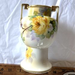 Antique Nippon, China Floral Yellow Vase