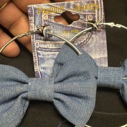 Demin Jean Hoop Earings