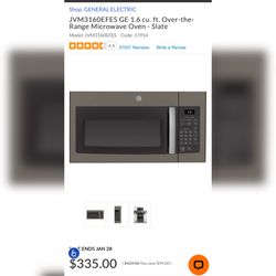 Slate GE 1.6cu.ft. Over-the-Range Microwave Oven brand new retail price $335