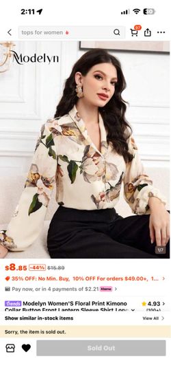 Modelyn Floral Print Button-Front Blouse Meduim