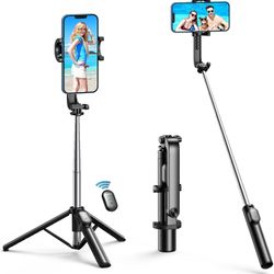 37.8" Selfie Stick Tripod,Phone Tripod Stand with Wireless Remote Shutter,Extendable 3 in 1 Cell Phone Tripod,360°Rotation for iPhone, Android,Samsung