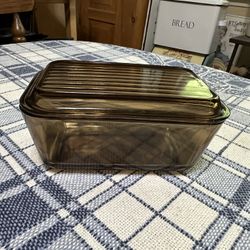 Vintage Pyrex Fireside Amber 502 Refrigerator Dish