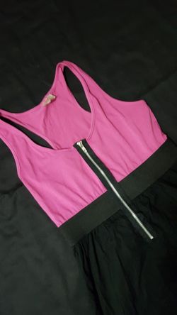 Pink and black skater dress with zipper