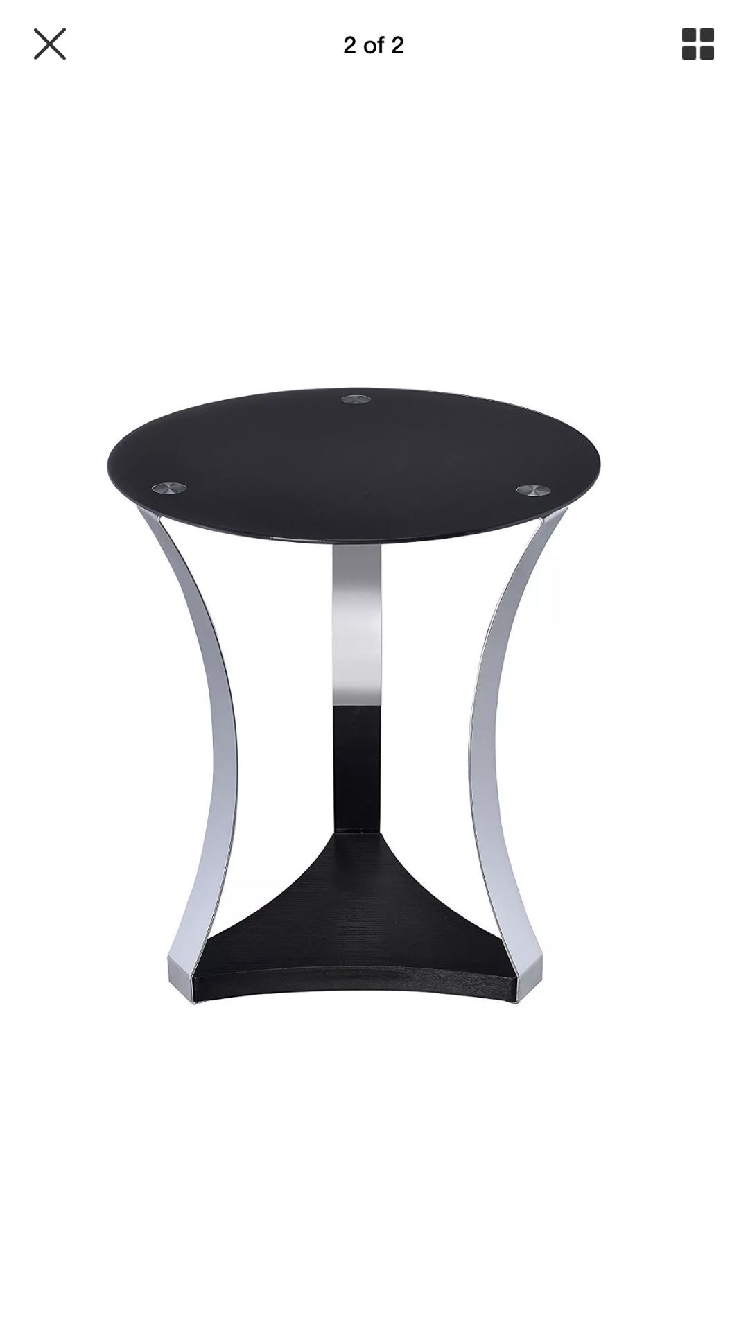 ACME Furniture Geiger Collection End Table in Black Glass and Chrome Frame