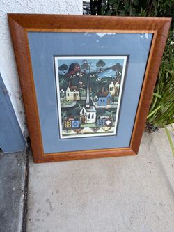 Blakeley Wilson Quilter’s Retreat Signed 04/100 Folk Art Framed 21x25 1996