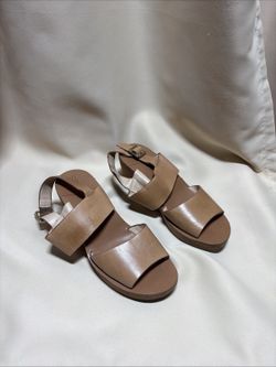 Sole Society Pavlina Leather Wedge Sandals 8.5 M Tan Brown