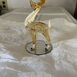 Vintage Hand Blown Glass Deer Figure 