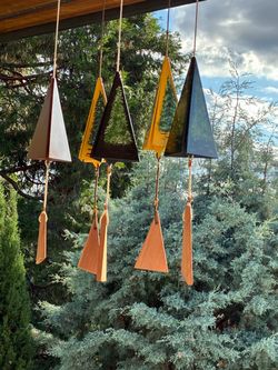 Triangular Steel Painted Wind Chimes Handmade