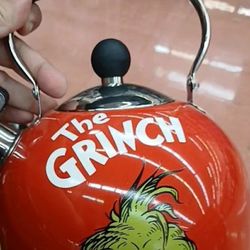 New red the grinch tea kettle teapot.  
stainless steel teapot
