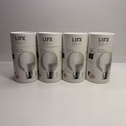 4x LIFX Mini White Smart LED Bulbs – Natural Warm White – Wi-Fi A19 E26 800 Lumens