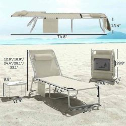 Outsunny Tanning Chair with Face Hole and Side Table