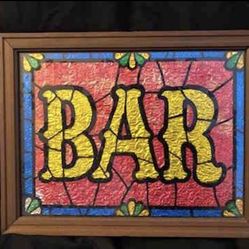 Vintage faux stained glass BAR sign – 11" x 5"