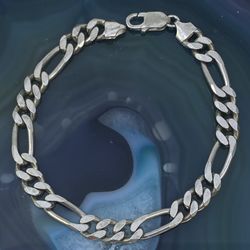$375 Silver Figaro Bracelet