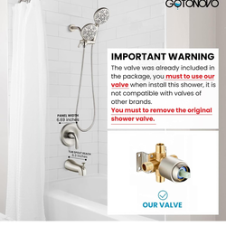 gotonovo Tub Shower Faucet Set,2 in 1 Dual Shower Head and Handle Set with Tub Spout Chrome, And Nickel C39