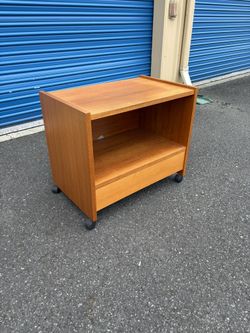 Mid Century Modern Teak Rolling Storage Cart