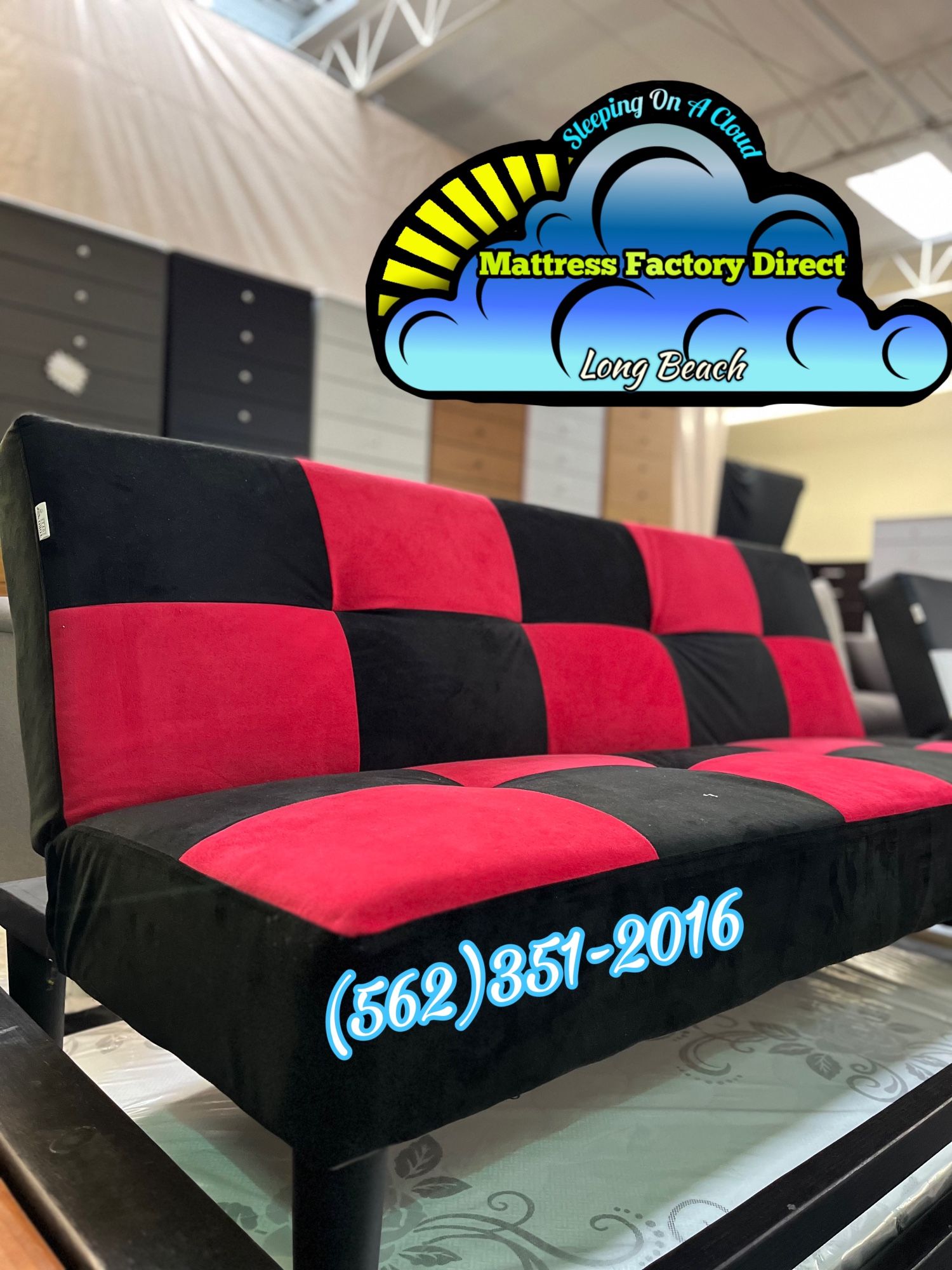 Red And Black Futon Couch Sofa 