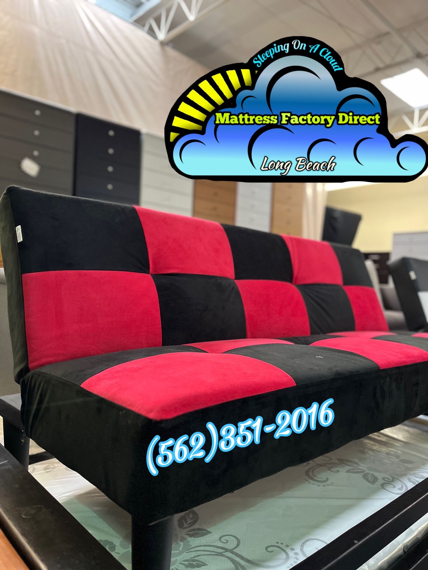 Red And Black Futon Couch Sofa