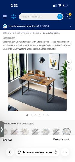 GlasFlength Computer Desk with Storage Bag Headphone Hook,63 In Small Home Office Desk Modern Simple Style PC Table for Kids & Students Study Writing 
