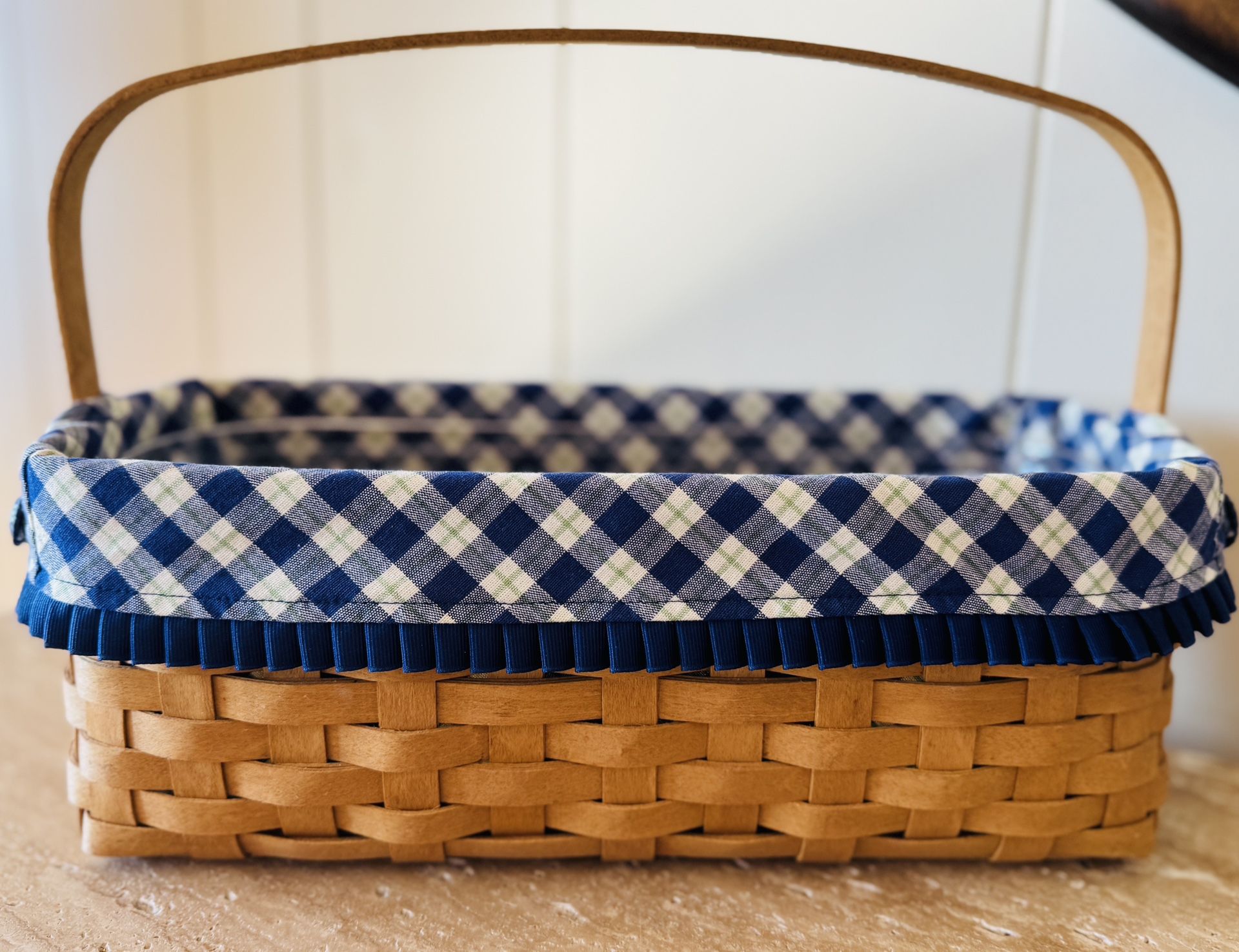 Longaberger Blue Ribbon Canning Basket w/ Fabric Liner, Protector '03~Farmhouse