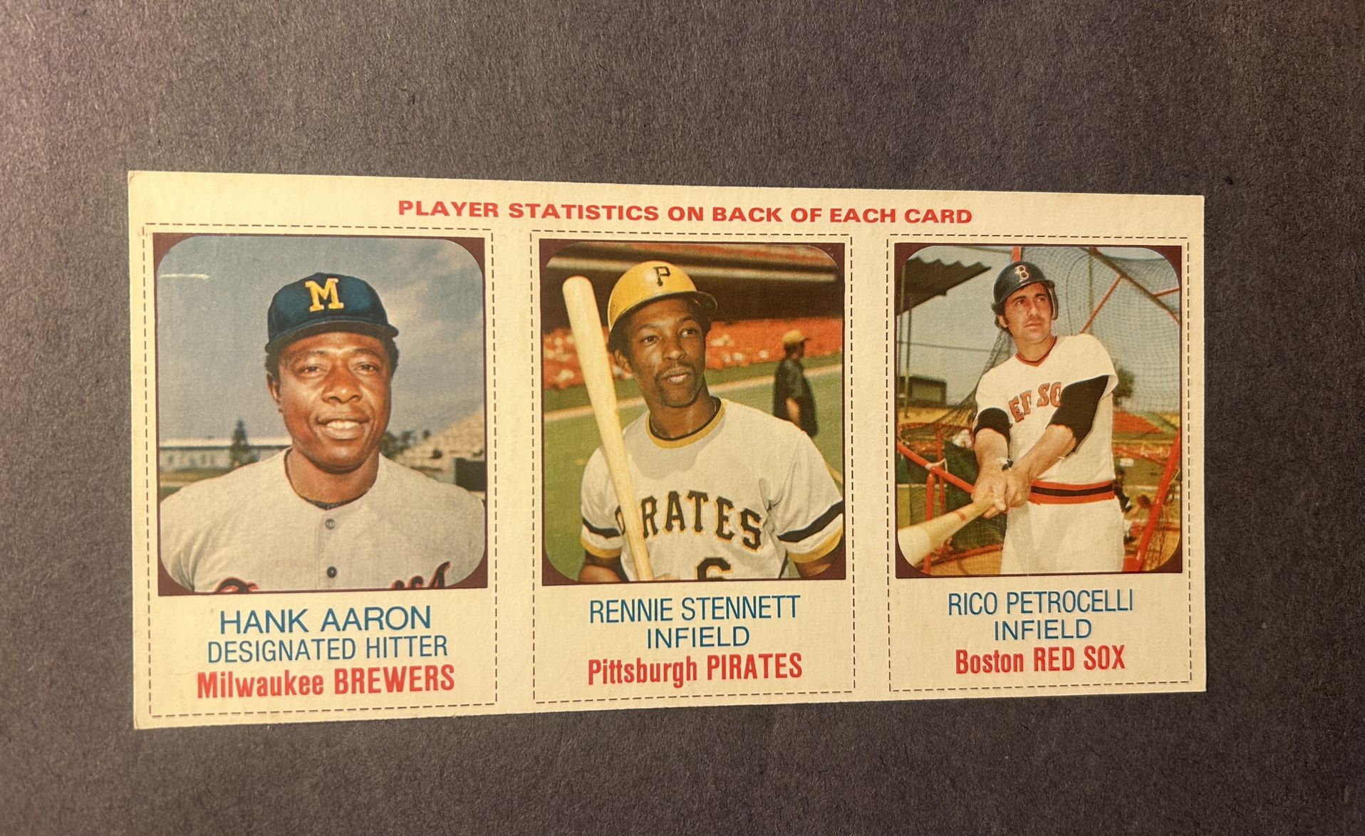 Vintage 1975 Hostess  Hand Cut Panel Hank Aaron,Stennett,Petrocelli . Negotiable 