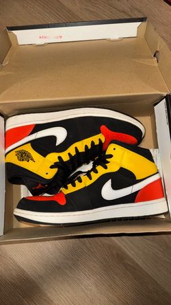 Air Jordan 1 Mid Black Yellow orange Sneakers