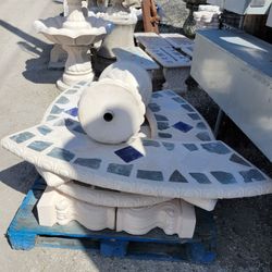 Concrete Mosaic Picnic Table with 3 Benches/ Outdoor Patio Furniture / Patio Set